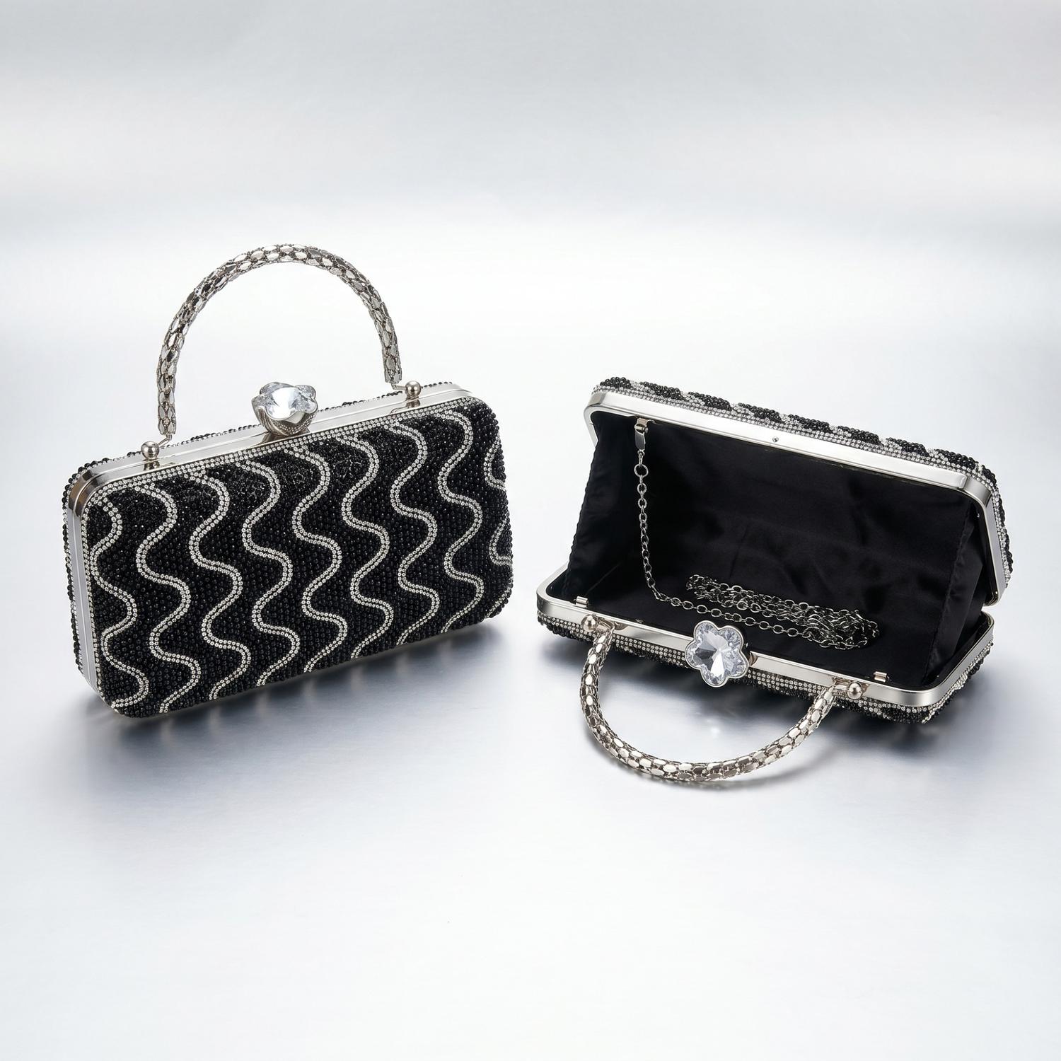 Party Clutch Stone Ladies purse (Black)