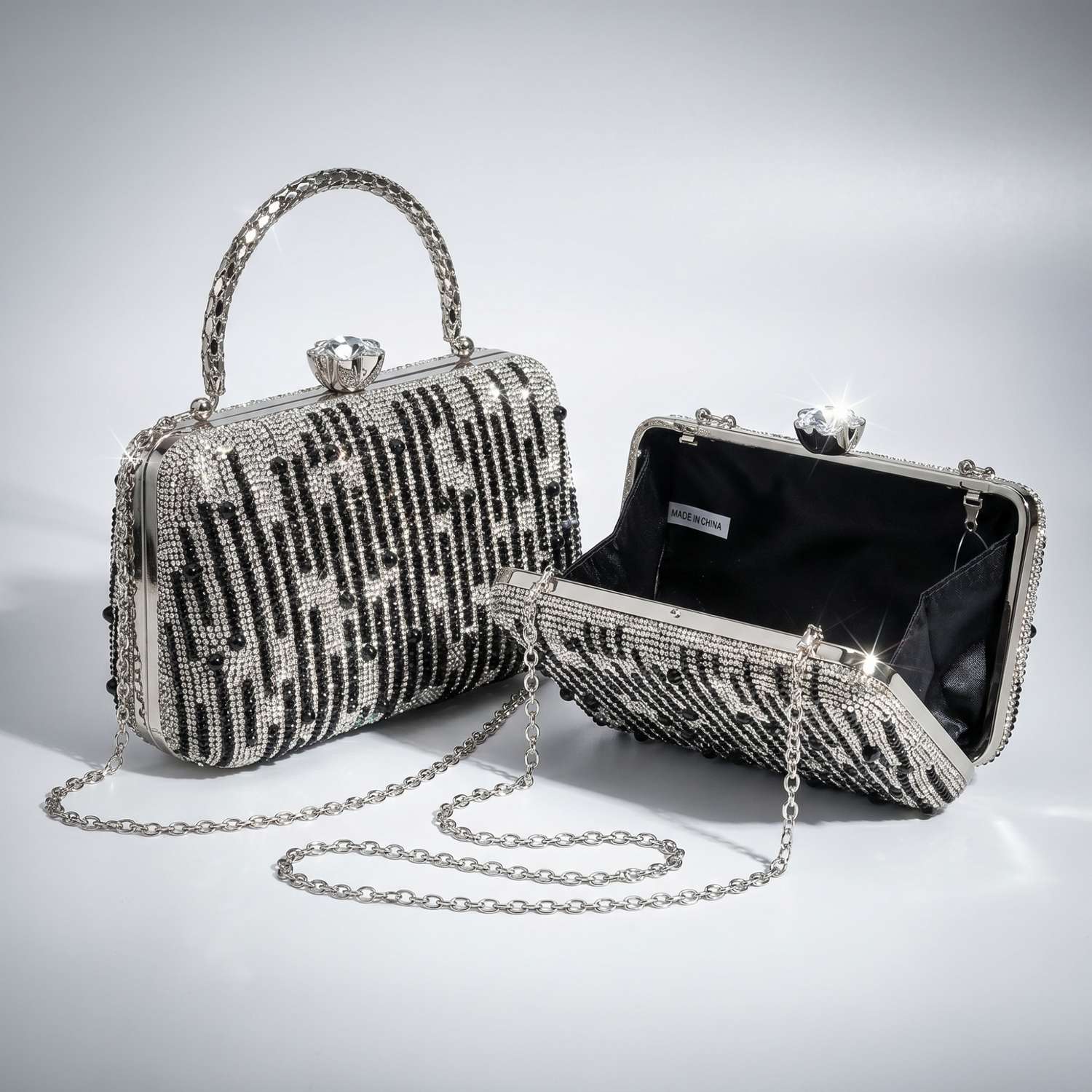 Party Clutch Stone Ladies purse (Silver)