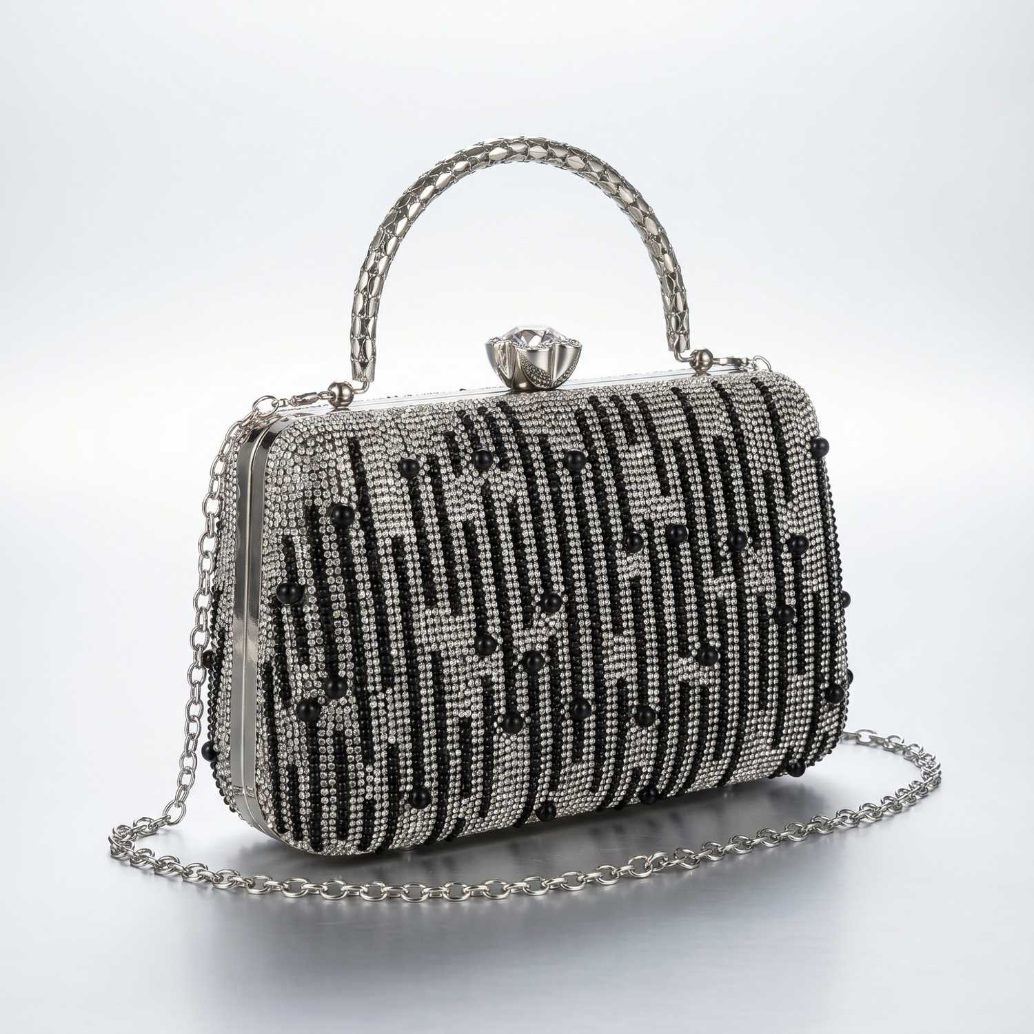 Party Clutch Stone Ladies purse (Silver)