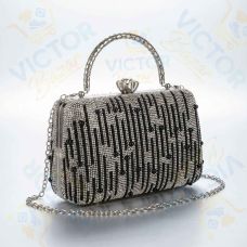 Party Clutch Stone Ladies purse (Silver)