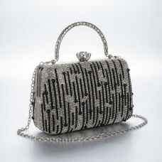Party Clutch Stone Ladies purse (Silver)