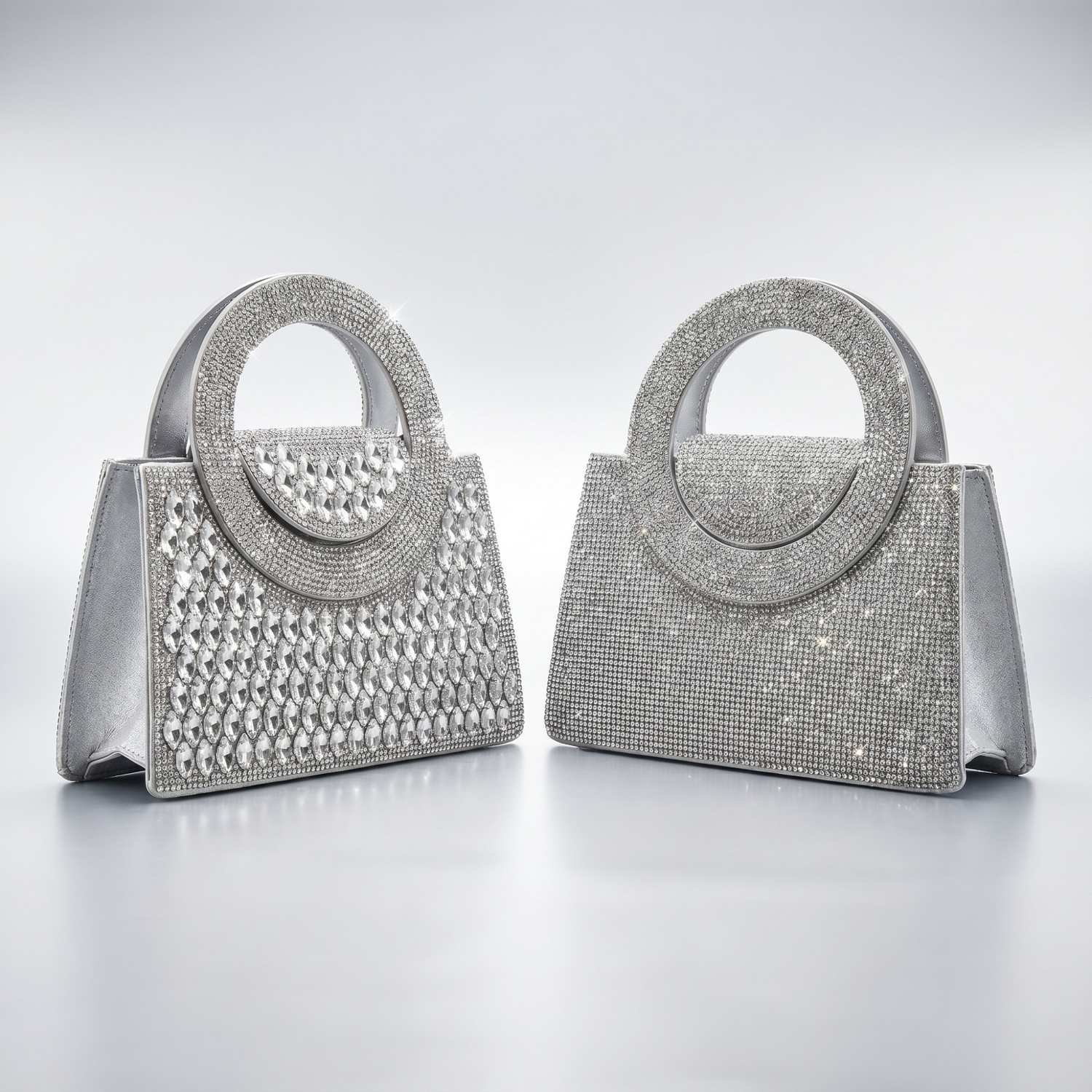 Party Clutch Leather ladies Purse  - Silver